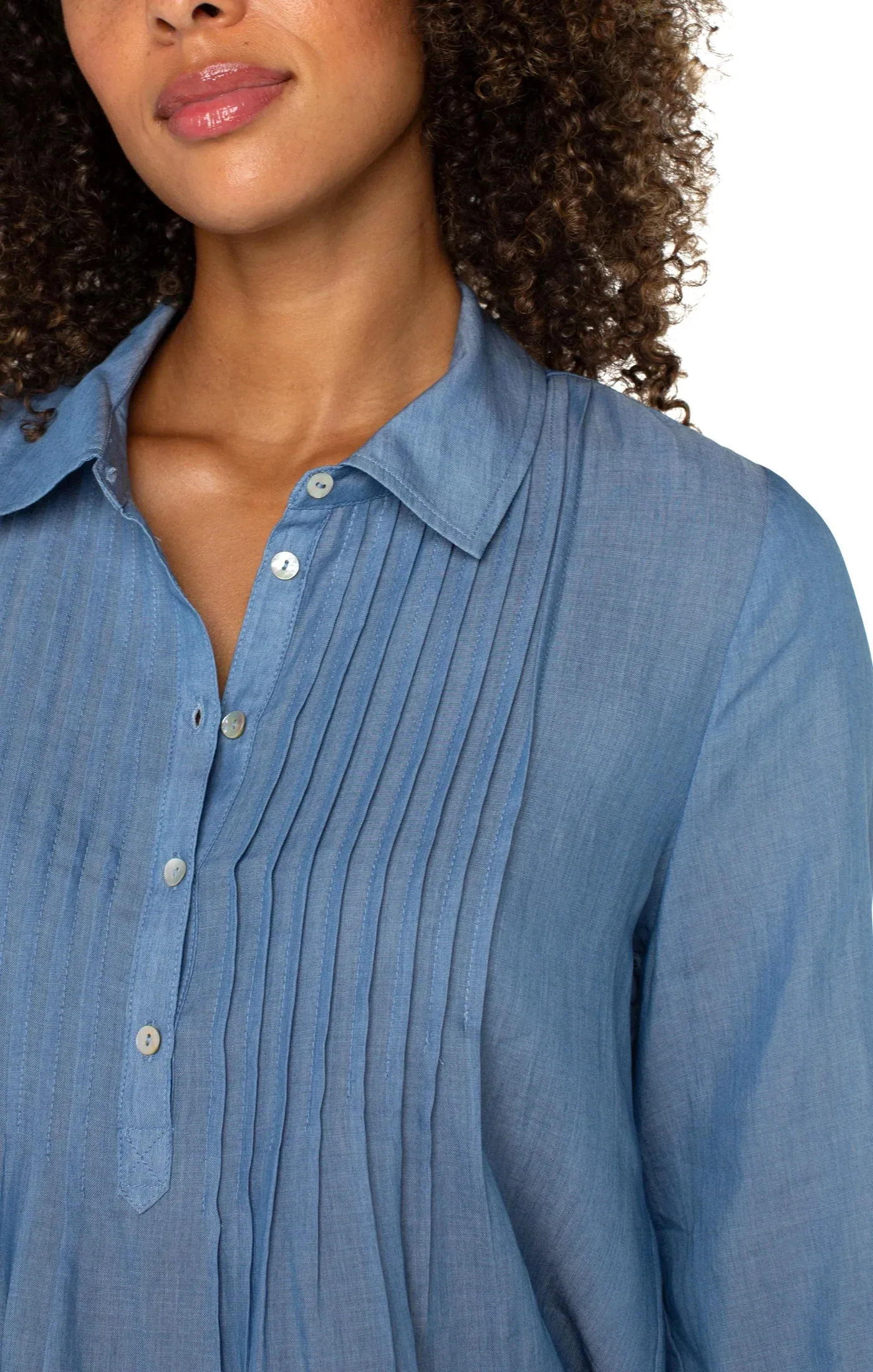 Liverpool Bridgeton Popover Blouse with Pintucks  LM8F90T58