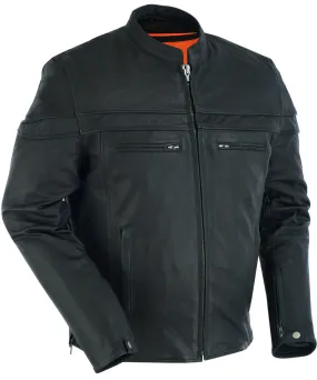 Men’s Sporty Lightweight Black Leather Cross Over Jacket