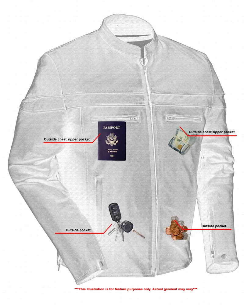 Men’s Sporty Lightweight Black Leather Cross Over Jacket