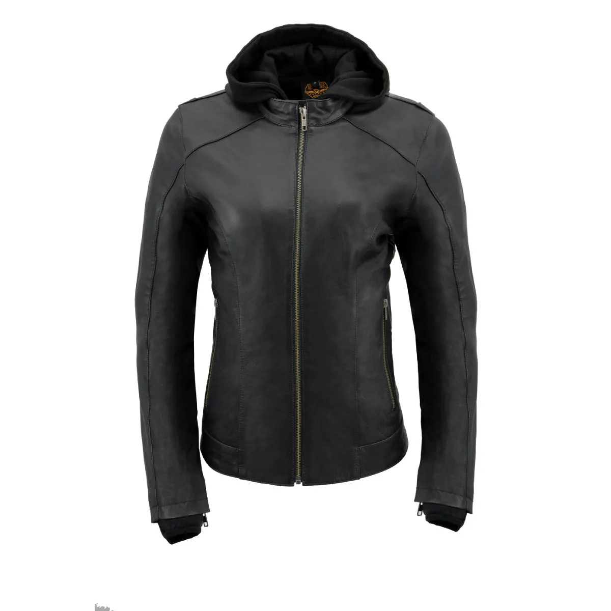Milwaukee Leather MLL2546 Women's Purple Winged Scuba Leather Jacket with Hoodie