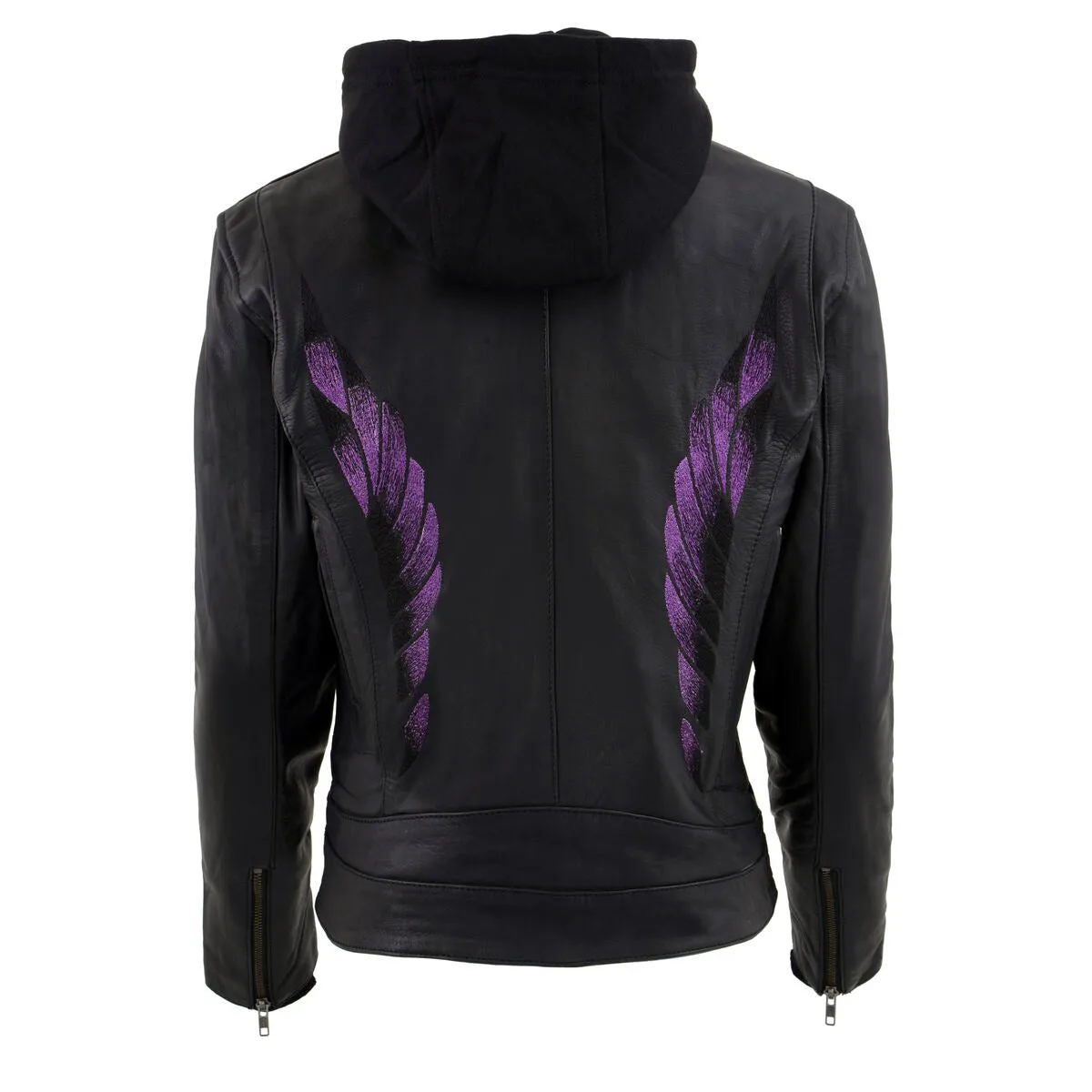 Milwaukee Leather MLL2546 Women's Purple Winged Scuba Leather Jacket with Hoodie