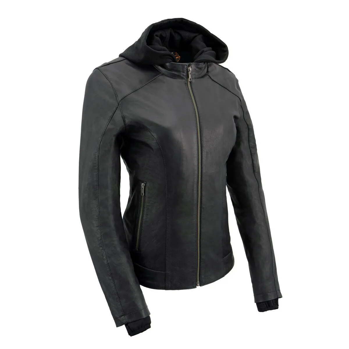 Milwaukee Leather MLL2546 Women's Purple Winged Scuba Leather Jacket with Hoodie