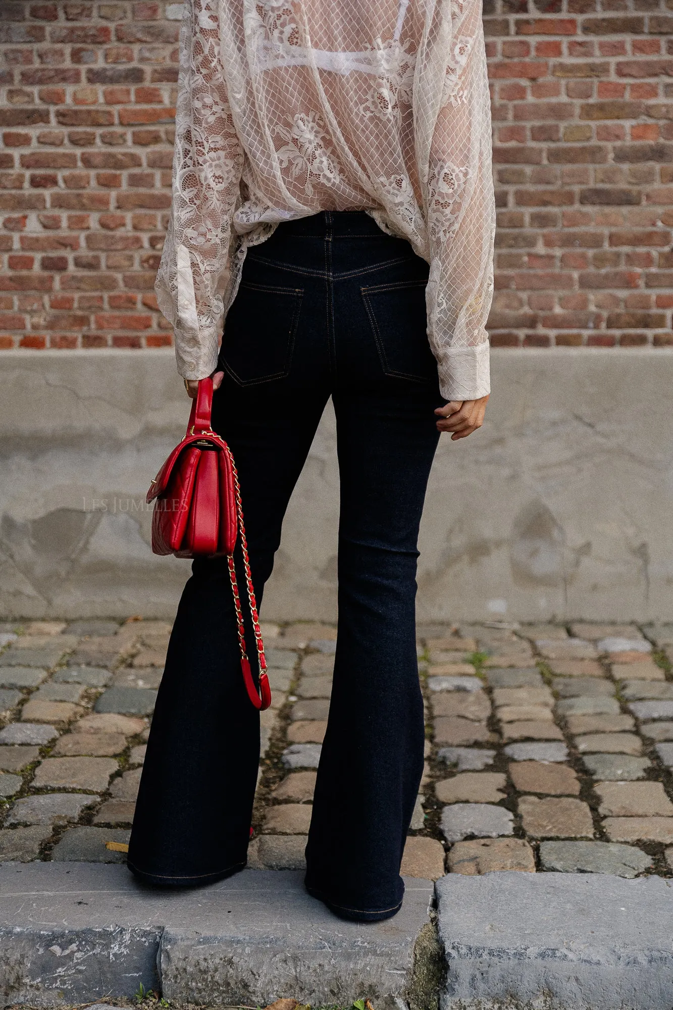 NathalieGZ HW flared jeans dark blue washed