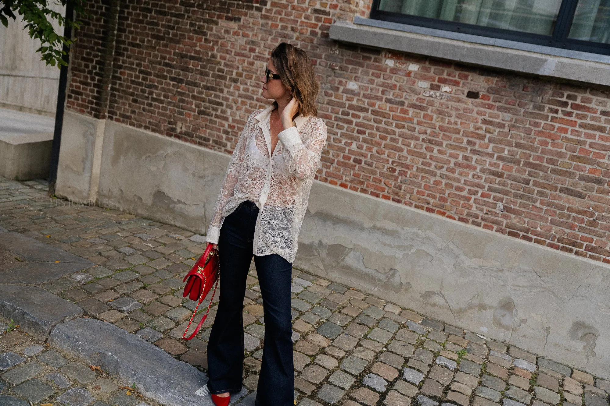 NathalieGZ HW flared jeans dark blue washed