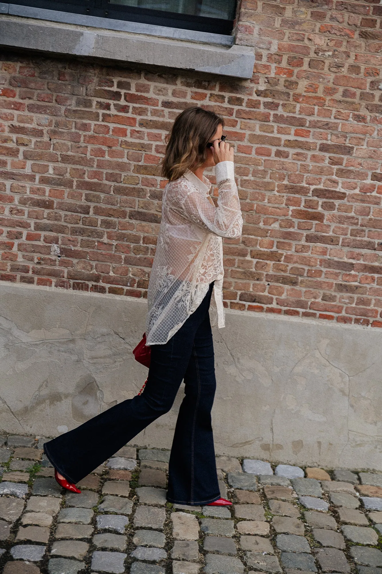 NathalieGZ HW flared jeans dark blue washed