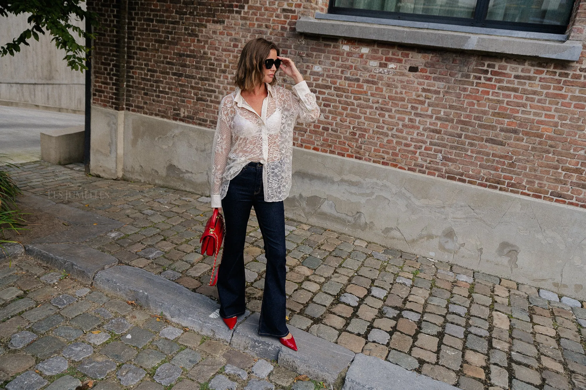 NathalieGZ HW flared jeans dark blue washed