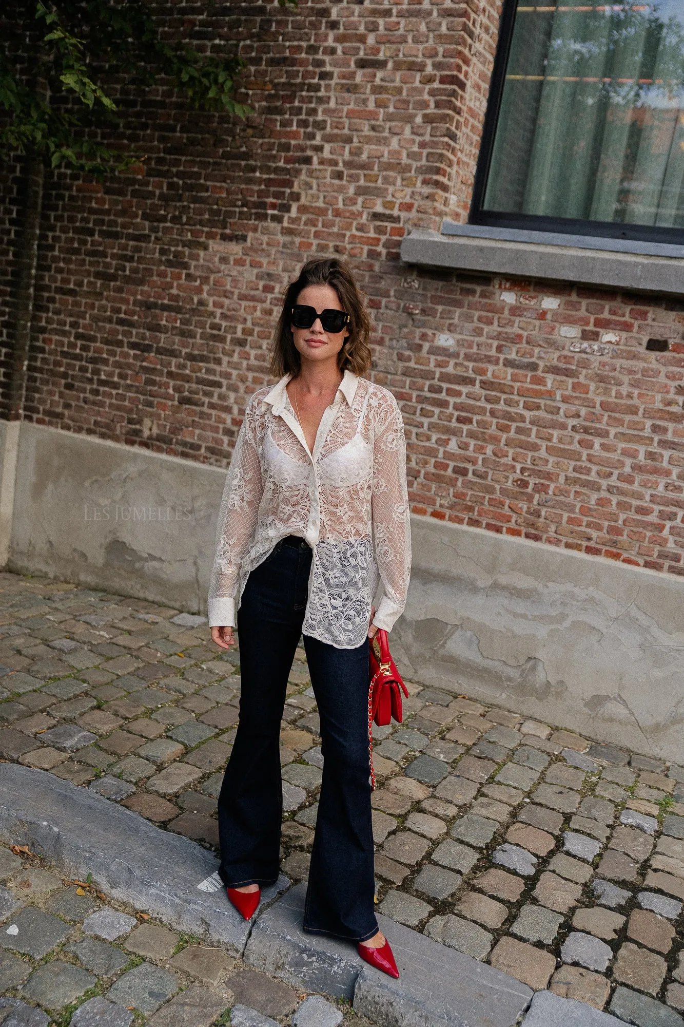 NathalieGZ HW flared jeans dark blue washed