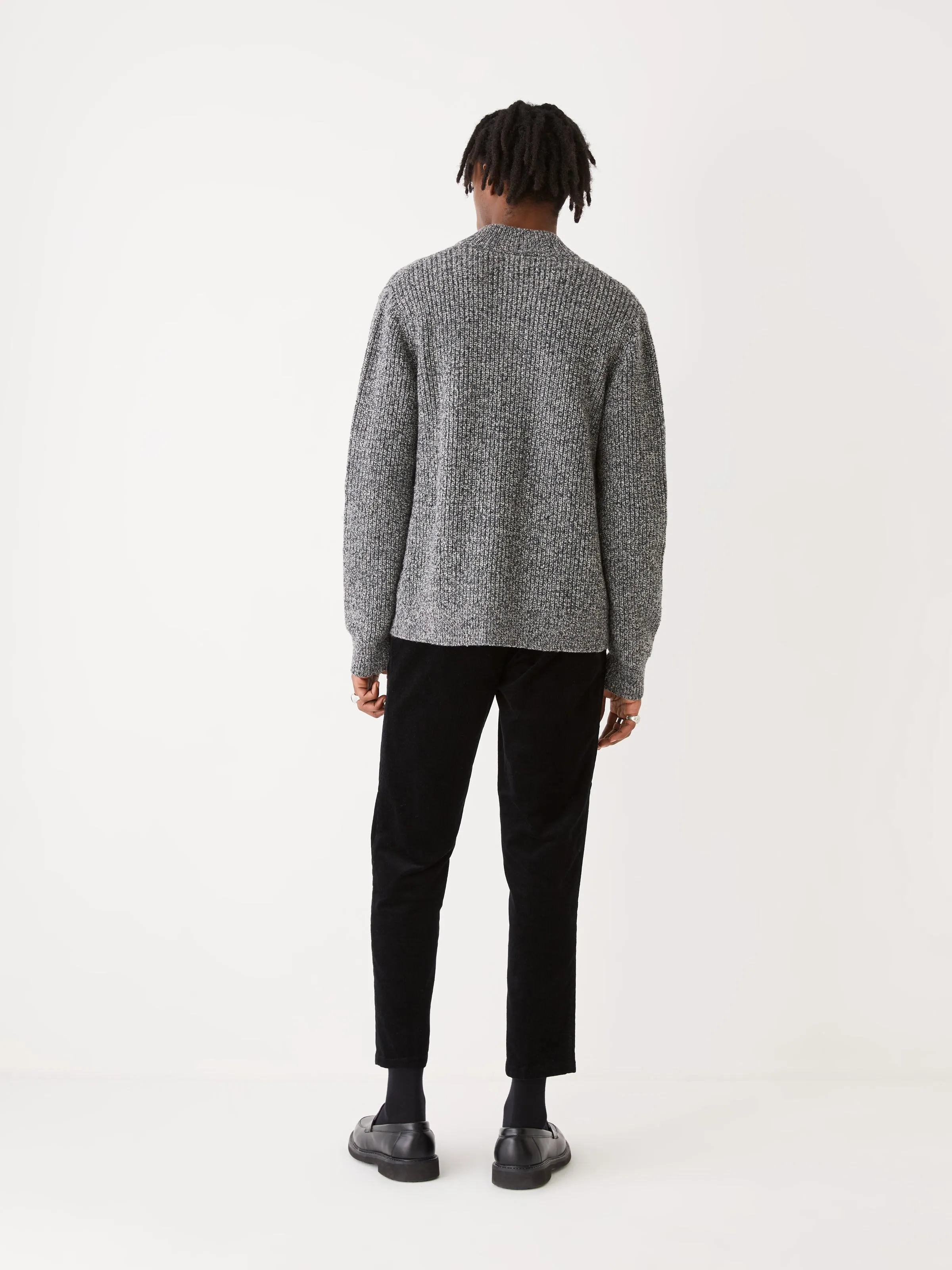 The Donegal Button-Up Sweater in Grey Black