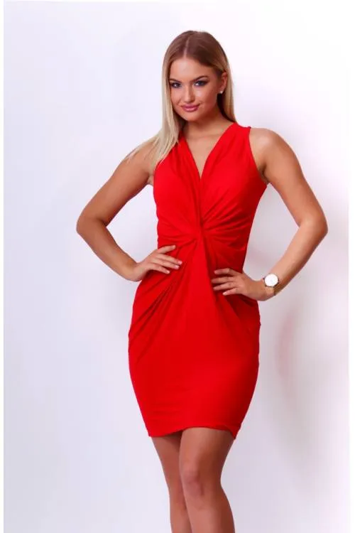 Twisted Front Jersey Midi Dress