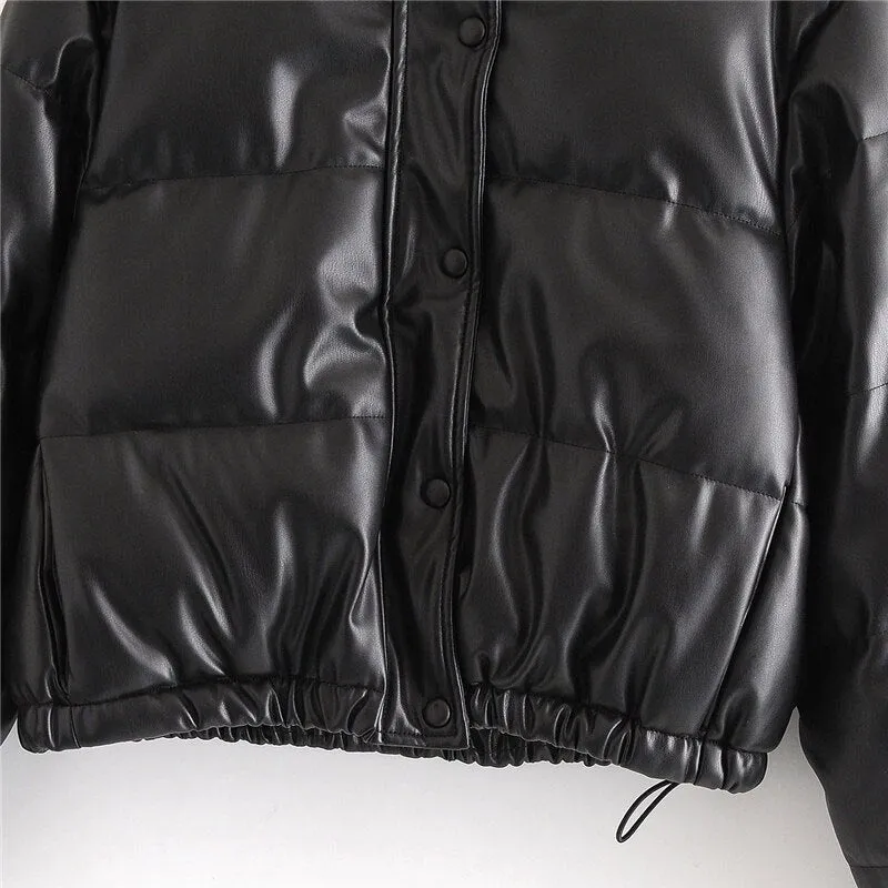 VEGAN LEATHER THICK WARM JACKET