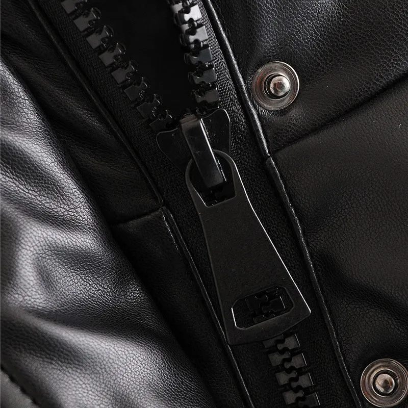 VEGAN LEATHER THICK WARM JACKET