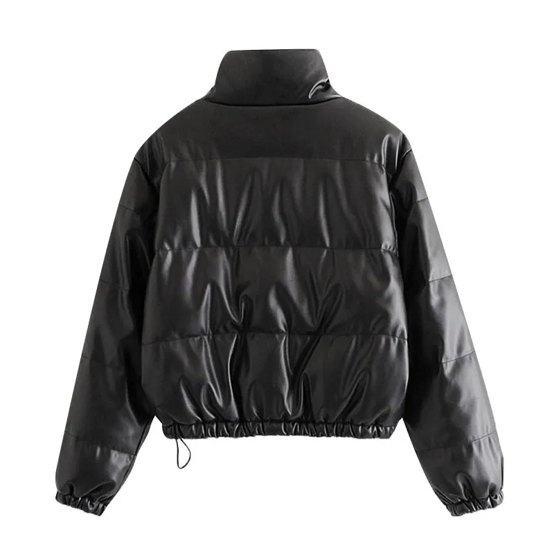 VEGAN LEATHER THICK WARM JACKET