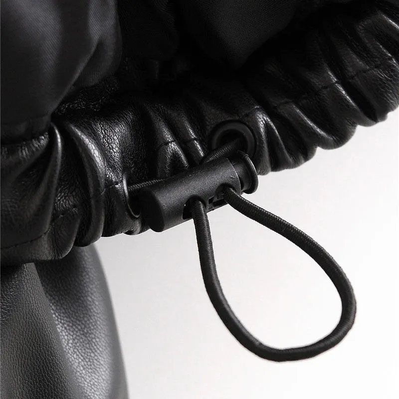 VEGAN LEATHER THICK WARM JACKET