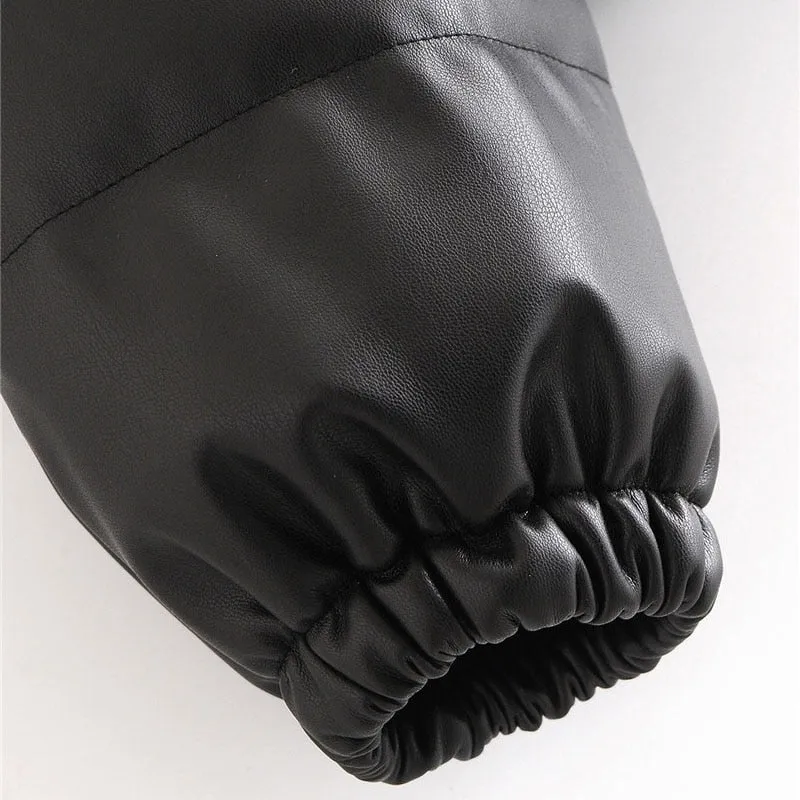 VEGAN LEATHER THICK WARM JACKET