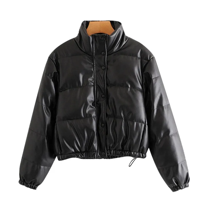 VEGAN LEATHER THICK WARM JACKET